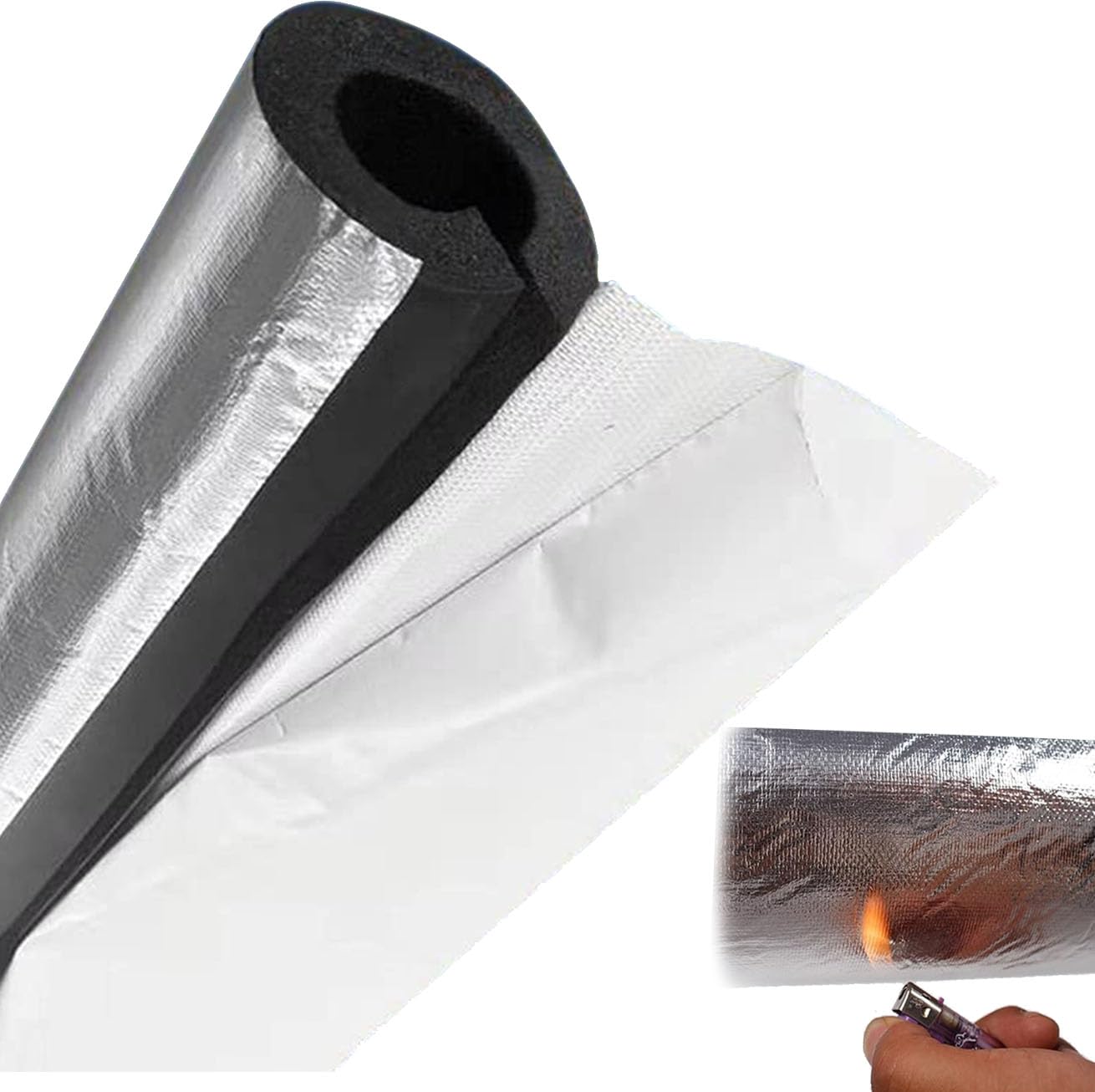 Funda Aislante de Espuma Autoadhesiva Aislamiento para Tuberías de Exterior Ignífugo Aislamiento de Tuberias Coquilla Aislante de Anticongelante (ID) 219mm x (T) 30mm x (L) 0.9m