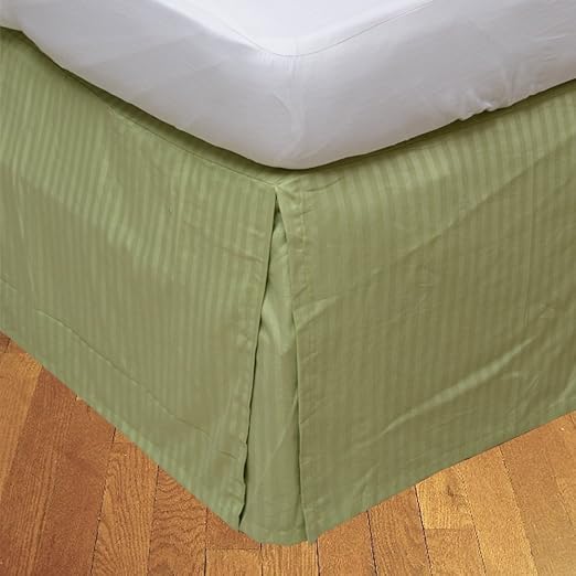 BudgetLinen Bedsheet (1 Box Pleated Bed Skirt Only,Sage Stripe, Queen