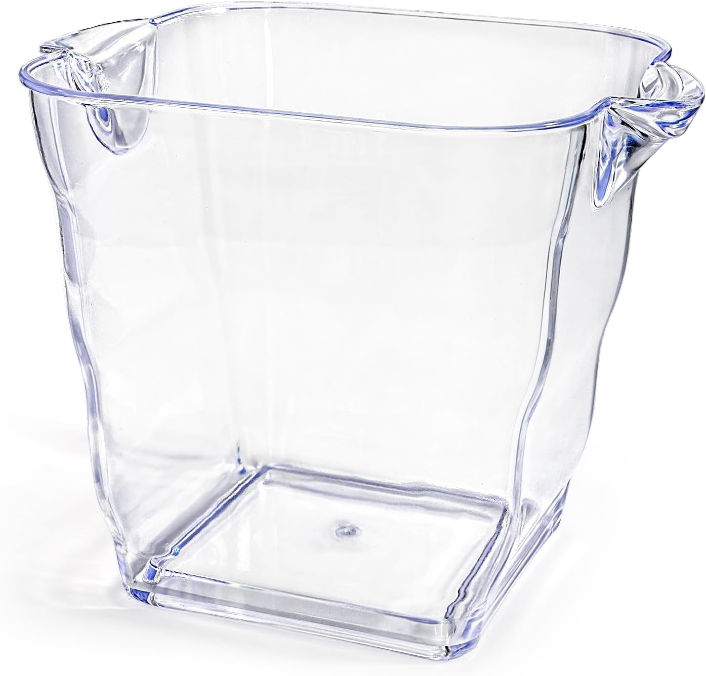 Peohud Square Ice Bucket, 4 Liter Plastic Champagne Bucket for Parties, Clear Beverage Tub with Handle for Indoor Outdoor Bars, Patio, Wine, Drink