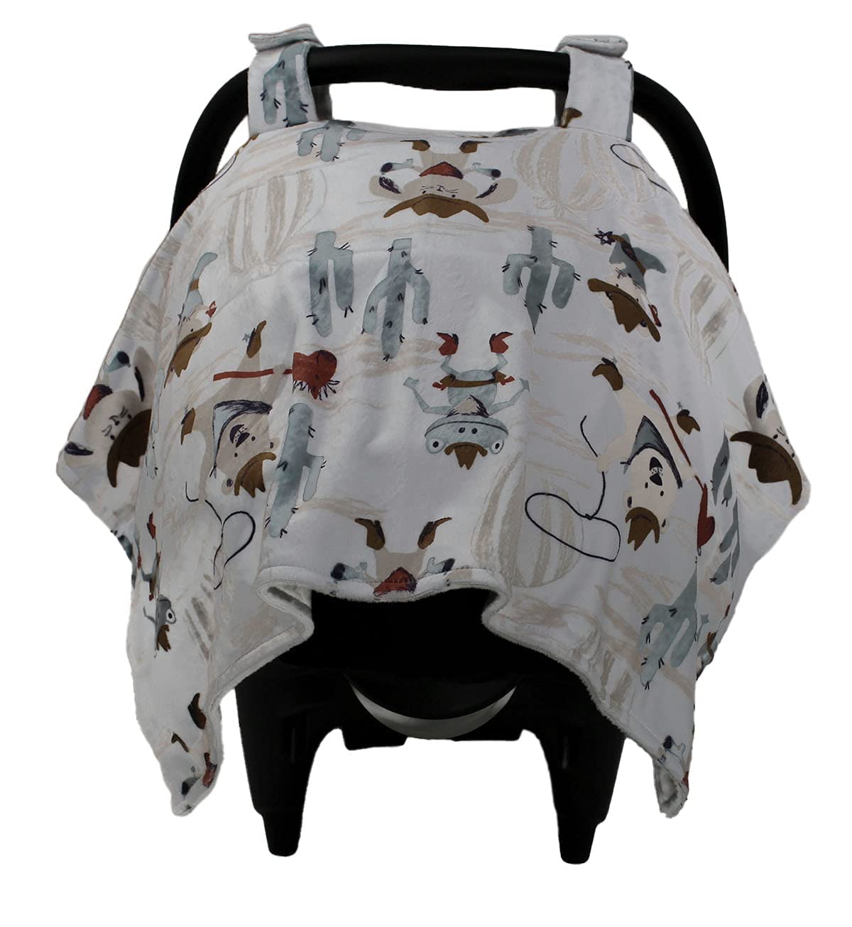 Dear Baby Gear Car Seat Cover for Boys & Girls - Baby Carseat Canopy w/Snap Opening - Infant Seat Cover - Nursing Covers - Newborn Carrier Canopy - 40x30" (Wild West Cactus - Smooth Gray Cactus)