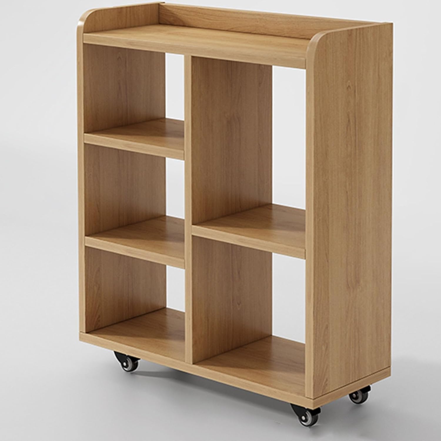 Solid Wood Book Cart, 3 Shelf Library Cart, Rolling Library Book Cart with Wheels for Home Shelves Office School Book Truck(Wood)