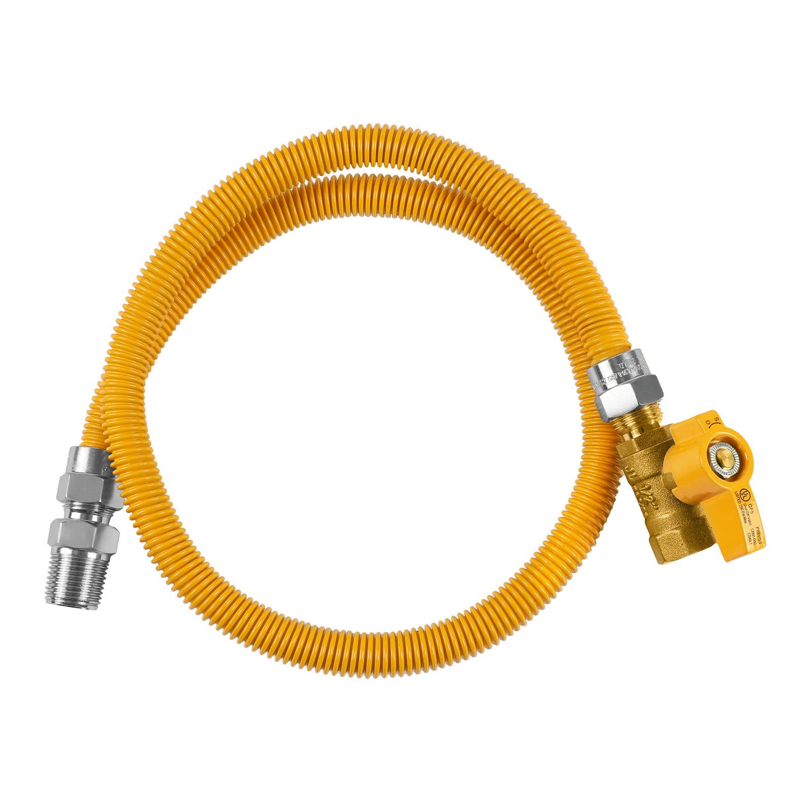 Connecteur de conduite de gaz flexible 183 cm et adaptateur droit en laiton jaune HOSE079