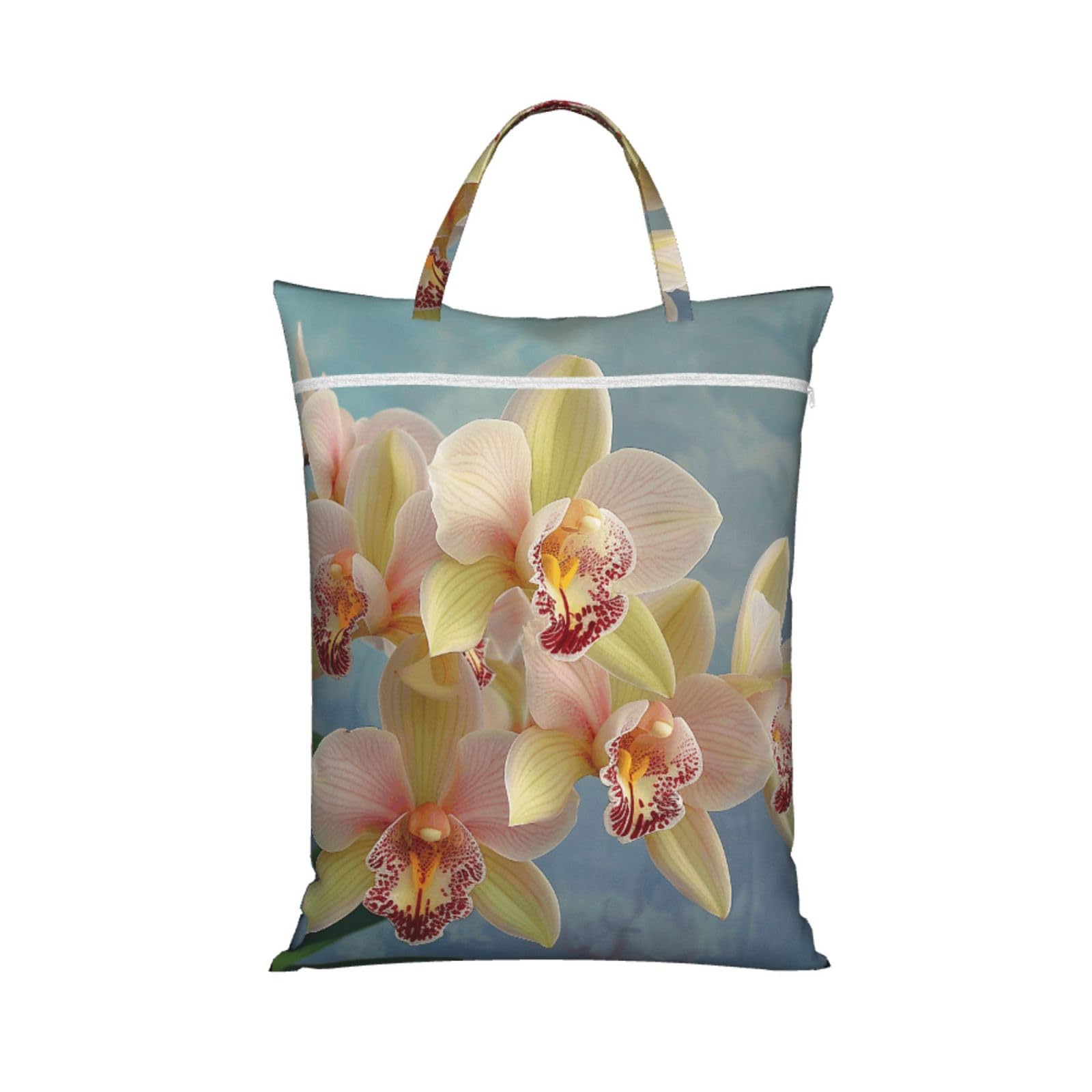 Large Travel Laundry Bags,orchids Print with Handle Foldable Laundry Bag for Holidays Gym Swimming and Family Trips, 1Pcs