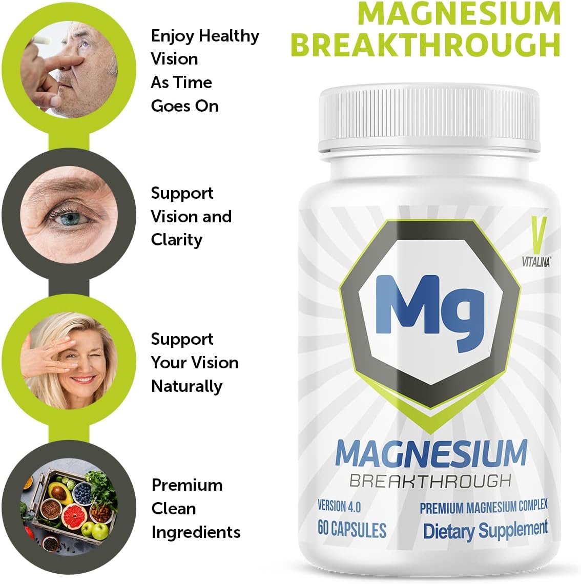 (2 Pack) Magnesium Breakthrough Supplement, Versium 4.0, New 2022 Formula with Vitamins Mg Purity, 2 Bottle, 60 Day Supply (120 Capsules)