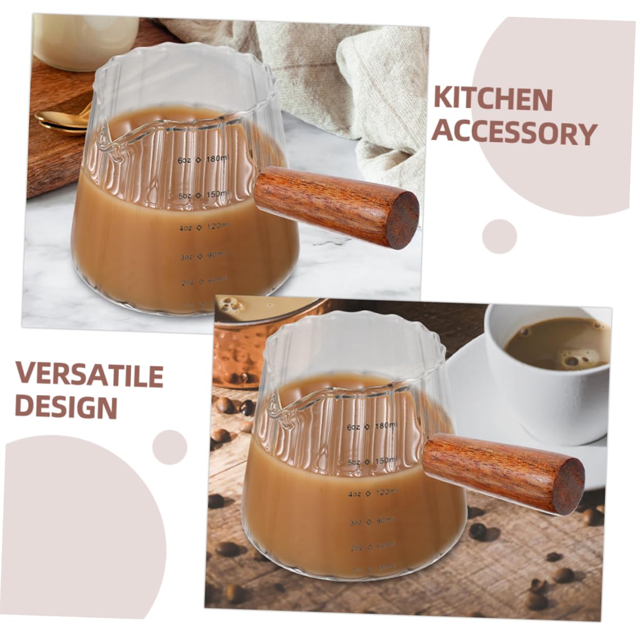 PRETYZOOM 6 Pz Tazza di Latte Tazza di Latte Tazze Cappuccino Tazza Cappuccino Tazza Latte Design Bicchierini Caffe Bicchiere Macchiato brocca di Latte misurino in brocca Chiara Legno