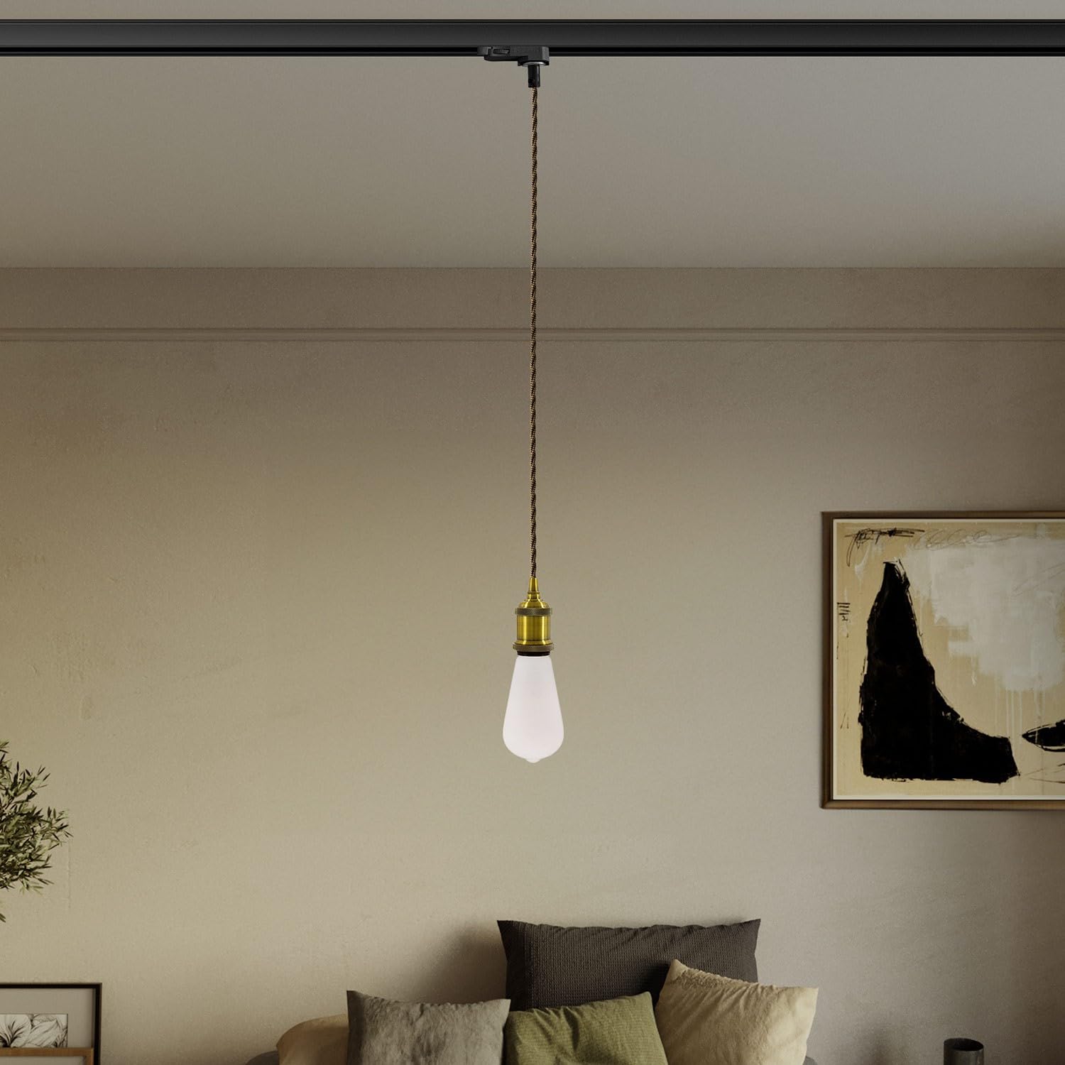 creative cables - Suspension vintage sur rail avec câble tressé - Ampoule incluse