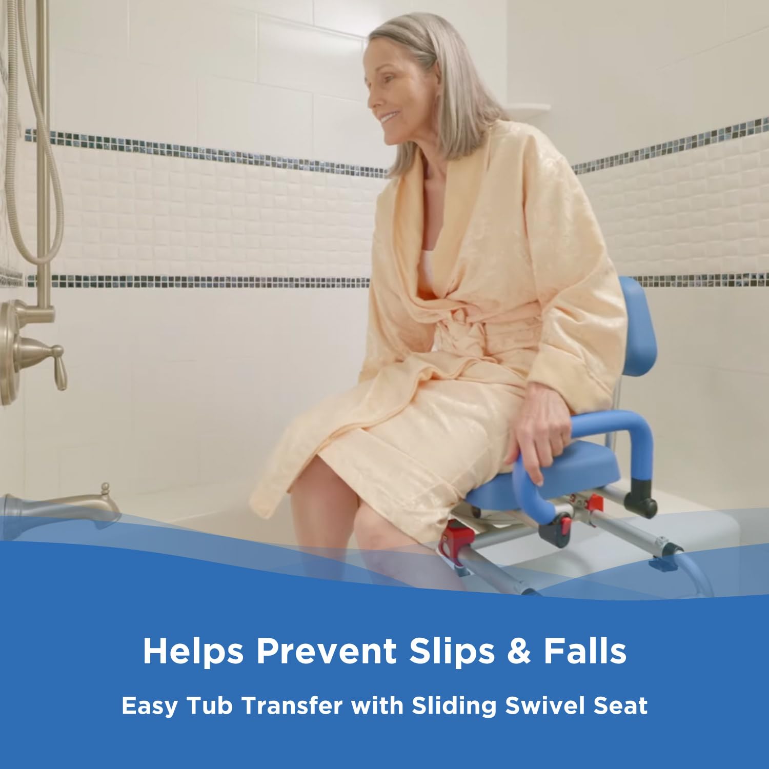 Journey SoftSecure - Banco Giratorio para bañera – Silla de Ducha para bañera Interior – Asiento Acolchado para bañera con Brazos – Taburete de Ducha y Banco de Transferencia de bañera – Sillas de