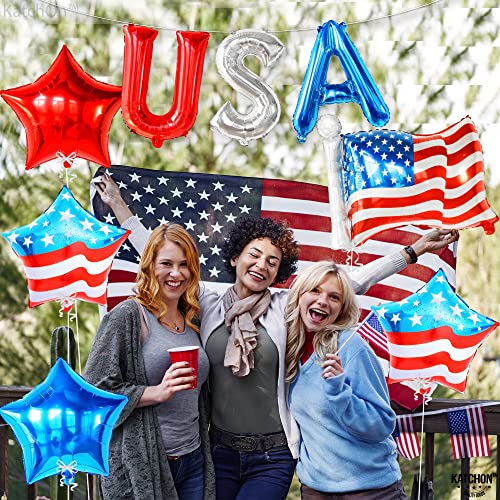 Katchon, Usa Balloons For 4Th Of July Decorations - Big 26 Inch, Pack Of 8 | Fourth Of July Balloons | American Flag Balloons, American Balloons For Fourth Of July Decorations | 4Th Of July Balloons #TOP6