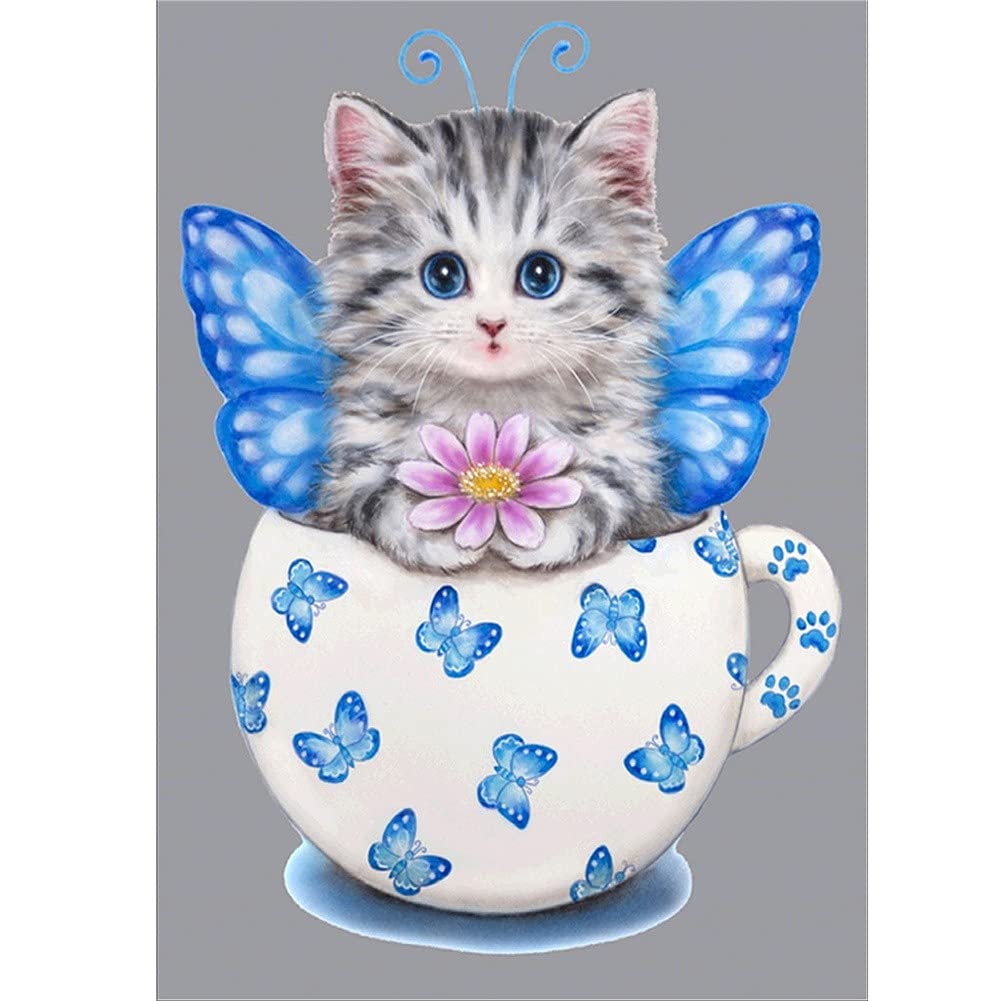 Mosaïque 5D chaton kit complet peinture diamant à offrir en cadeau de loisirs créatifs pour petits et grands