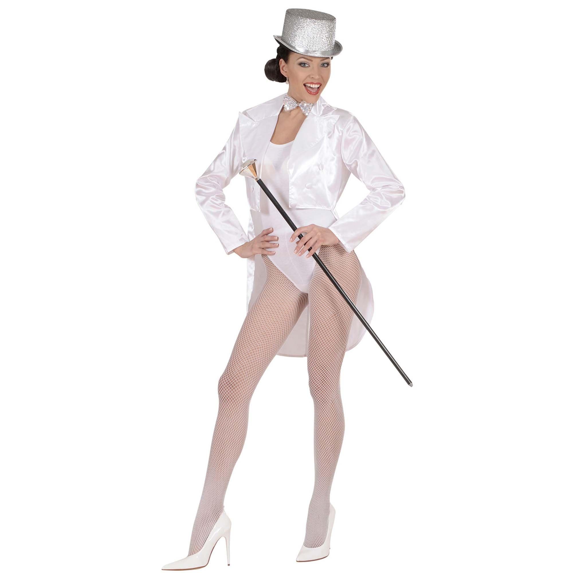 Tailcoat White Satin Womens Costume Small for Hardy Hollywood Film Fancy Dress
