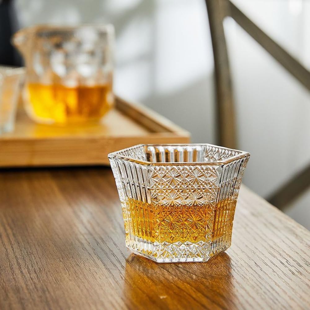 2 szt. 70 ml sześciokątny filiżanka do herbaty ze szkła kryształowego Szklanka do whisky Master Cup do domowego baru