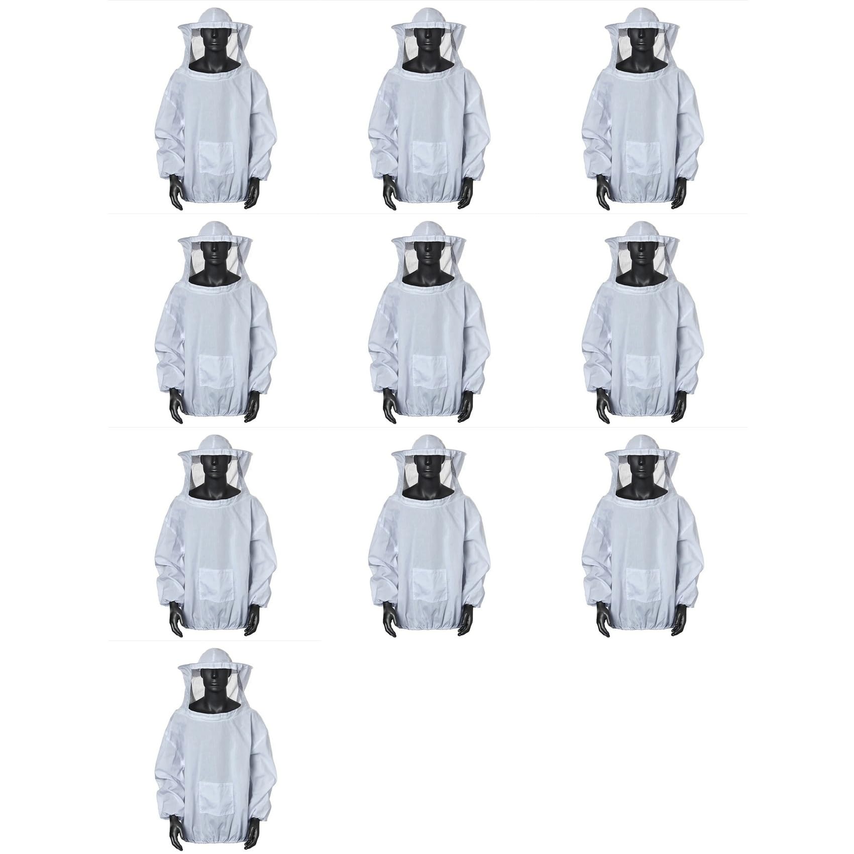 Jnchdghwa White 10X Protective Beekeeping Jacket Veil Overalls, Beekeeping Cap Sleeves Beekeeper Suit, Beekeeping Bee Jacket