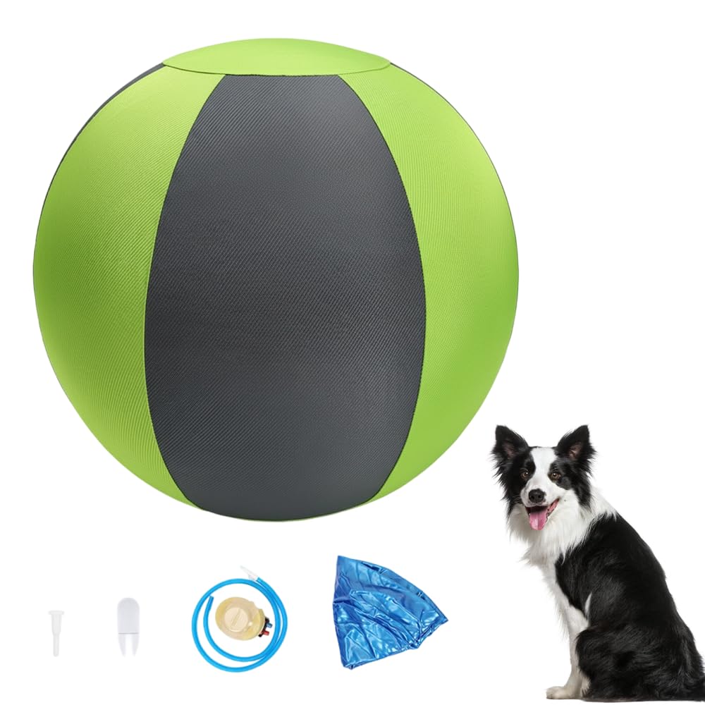 Balle gonflable pour chien - 45 cm - Housse Oxford à double paroi avec fermeture éclair - Balle d'entraînement interactive pour chiens chapeaux et grandes races - Jouet d'extérieur pour jardin