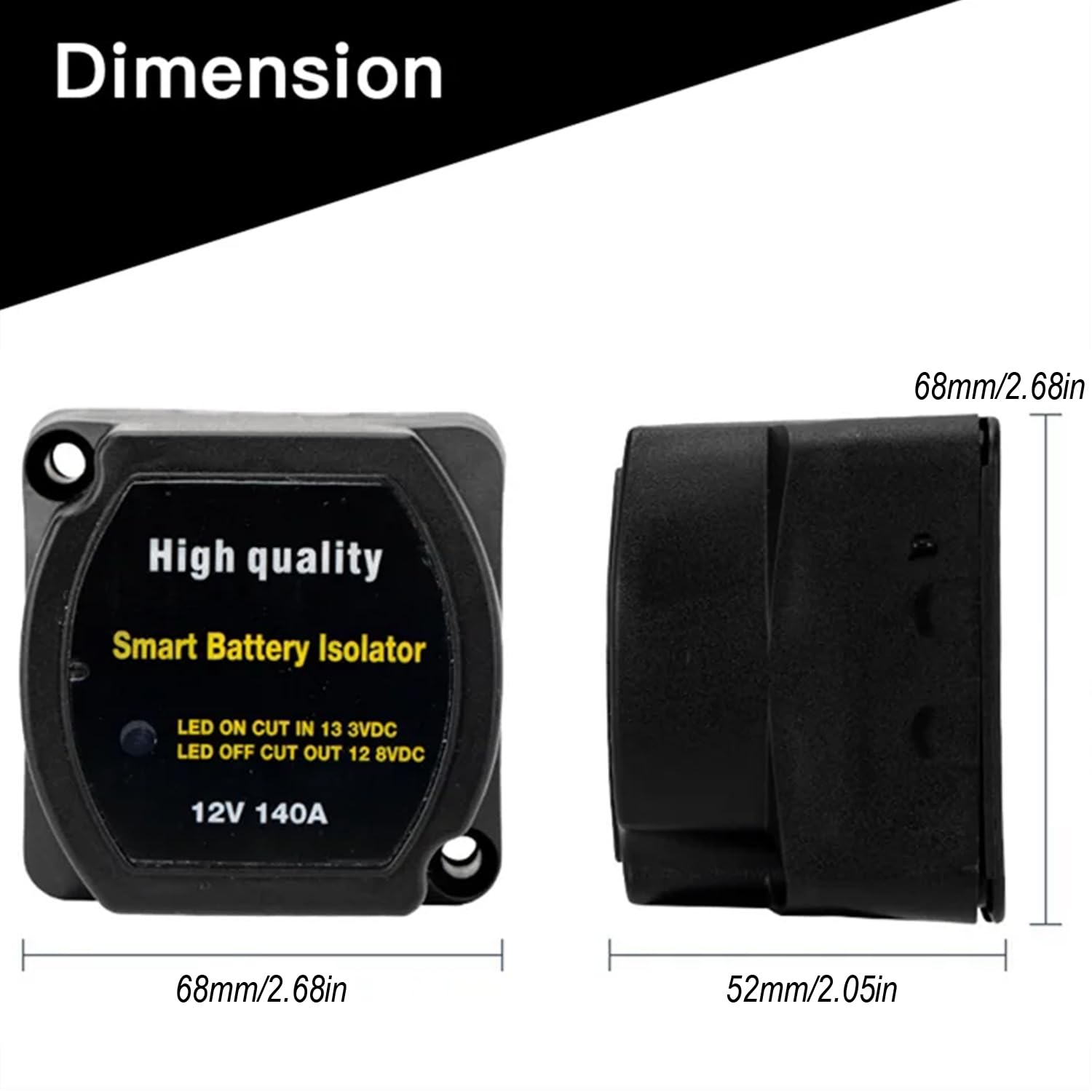 Greluma 1 Pezzo Isolatore intelligente per doppia batteria, relè VSR sensibile alla tensione della batteria da 12V 140A per ATV, UTV, camper, camper, furgoni, camion, barche, veicoli fuoristrada