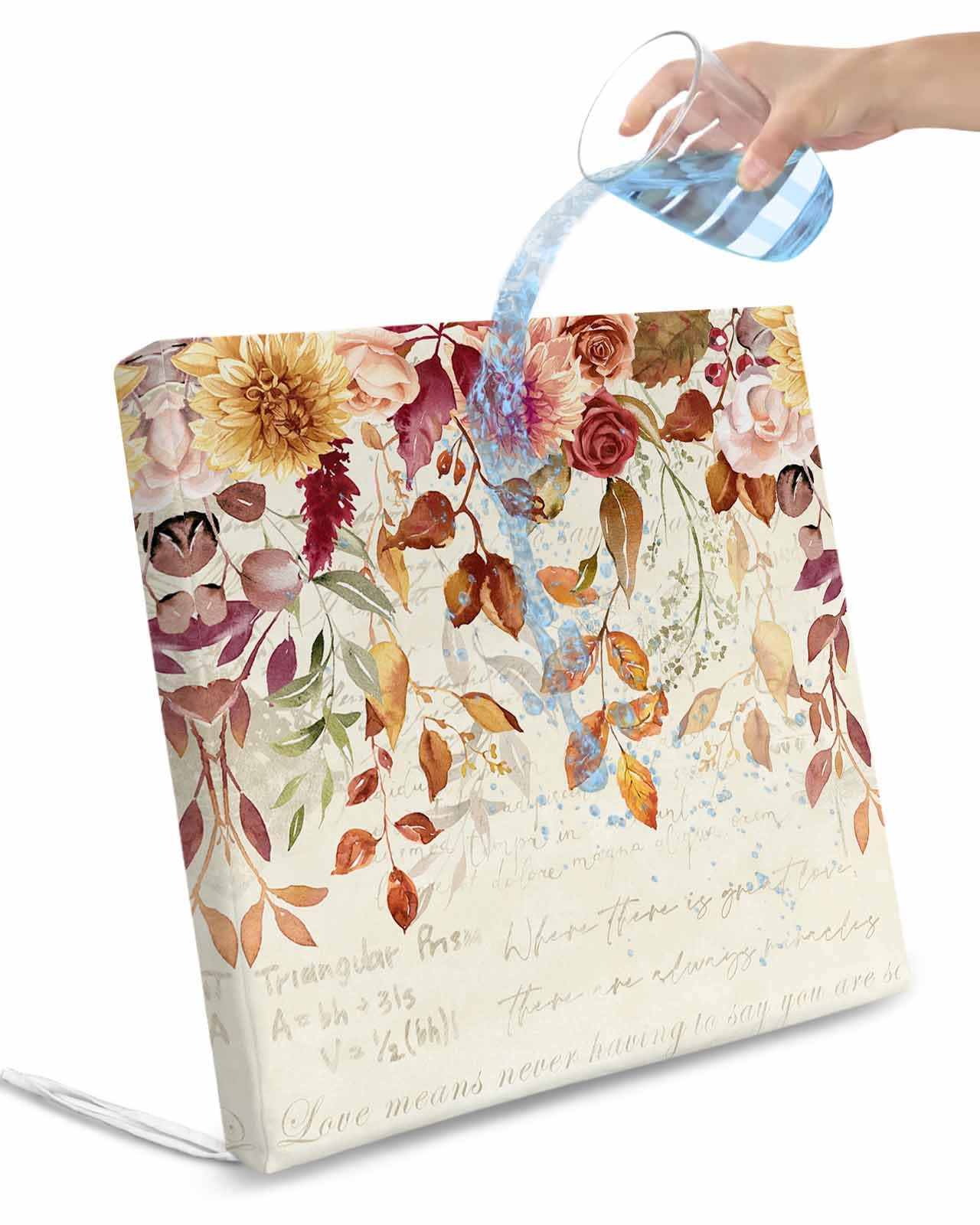 Edwiinsa Eucalyptus Sunflower Indoor/Outdoor Seat Cushions Cover,Waterproof Patio Chaise Lounge Cushion Cover for Beach Pool Side Chair Cushions 22x20x2 Pieces Fall Botanical Rustic Weeping Leaves