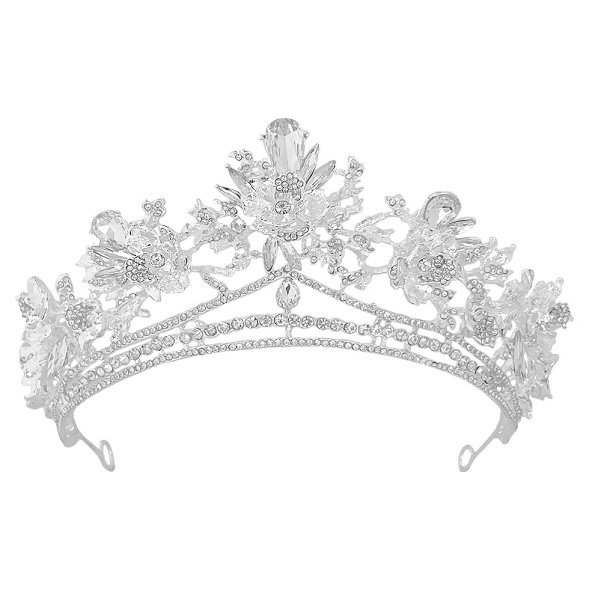 VALICLUD Tiara Barroca Plateada para Novia y Damas de Corte Diseño Versátil y Cristales de Imitación para Eventos Formales y Fiestas Elegantes