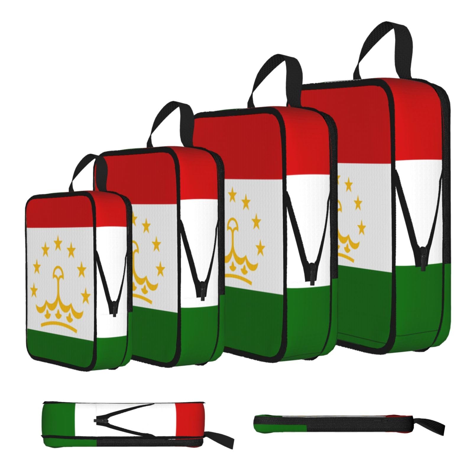 Sxzvvbn Black Flag Of Tajikistan Compression Packing Cubes 4 Piece Set