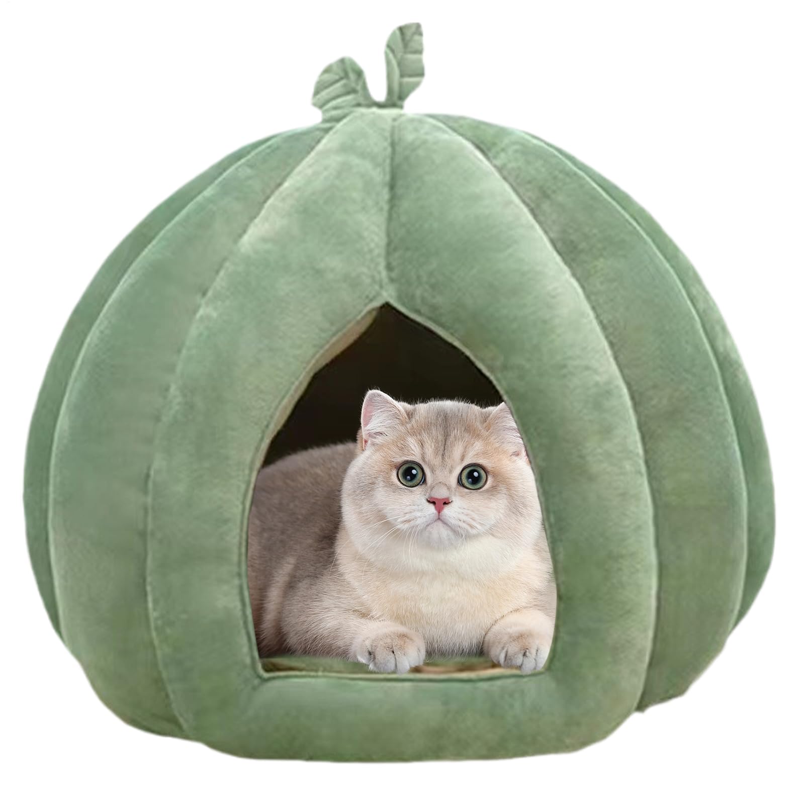 Cat House Bed - Pumpkin Cat House Cave Bed - Thickened Cave, Halloween Pet for Home, Indoor, Kittens, Small Dogs