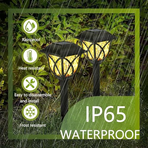 Image of Solar Pathway Lights - Waterproof Outdoor Garden Lights for Yard, Lawn, Patio - Auto On /Off LED Landscape Lighting, Decorative Solar Walkway Lights (2)