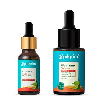Pilgrim Vitamin C Combo 10% Vitamin C Serum & 15% Vitamin C Serum| Brightens Skin | Reduces Dark Spots | Evens Skin Tone | Delivers Triple Glow+++