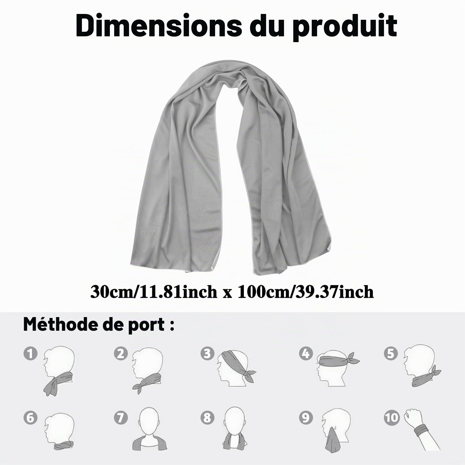Serviette de Refroidissement, Serviettes Rafraîchissantes, Serviette Rafraîchissante, Serviettes de Sport, Serviette Rafraîchir Cou pour Fitness Randonnée Camping Course Tennis Voyages Yoga Golf (F)