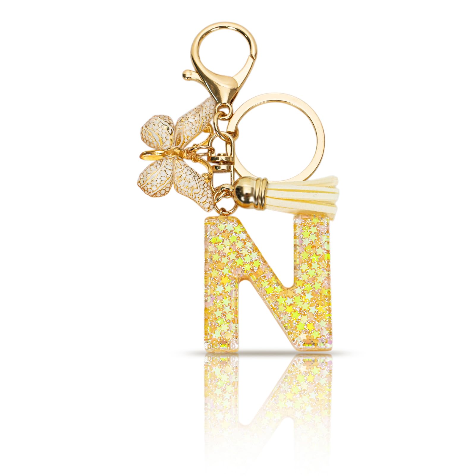 MORSUNBELA Schlüsselanhänger Buchstabe Mädchen Keychain mit Anfangsbuchstabe Schlüssel Anhänger mit Buchstaben für Frauen Damen