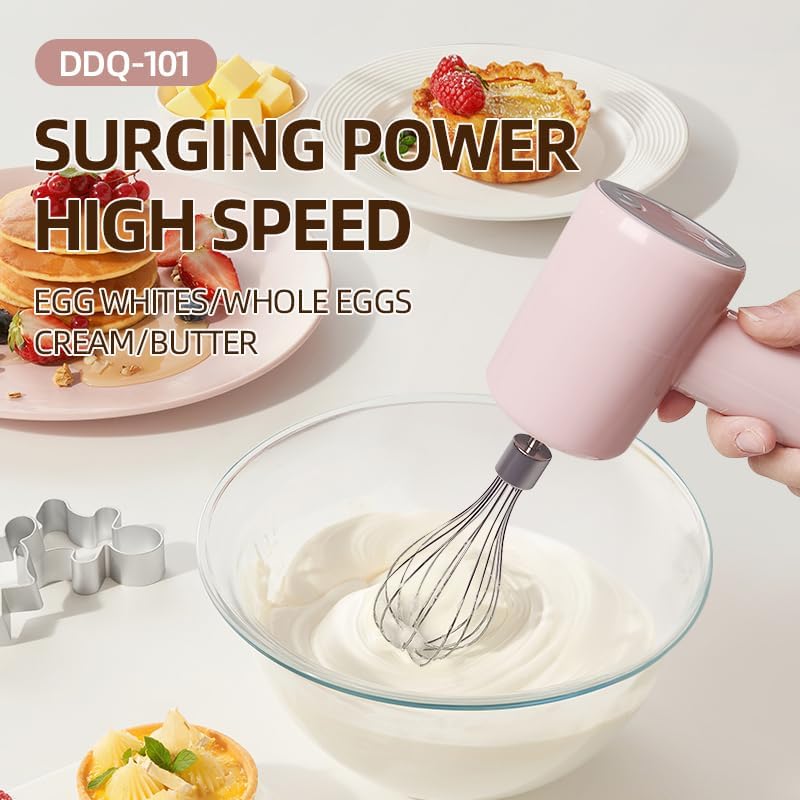 USB Rechargeable Mini Portable Electric Egg Beater Whisk Stainless Steel Small Smart Kitchen Gadgets Egg Whisk Egg Beater Milkshakes Cream Jam Electric Food Mixer for Household Hotel or Outdoor Use