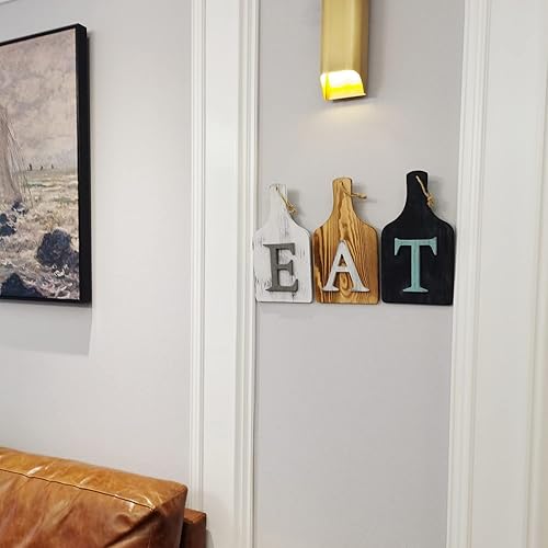 Miniatura 4 de ETA Sign - Letrero decorativo para pared, letrero de madera rústica con recortes de comer, tablero colgante decorativo de madera para cocinahogar,