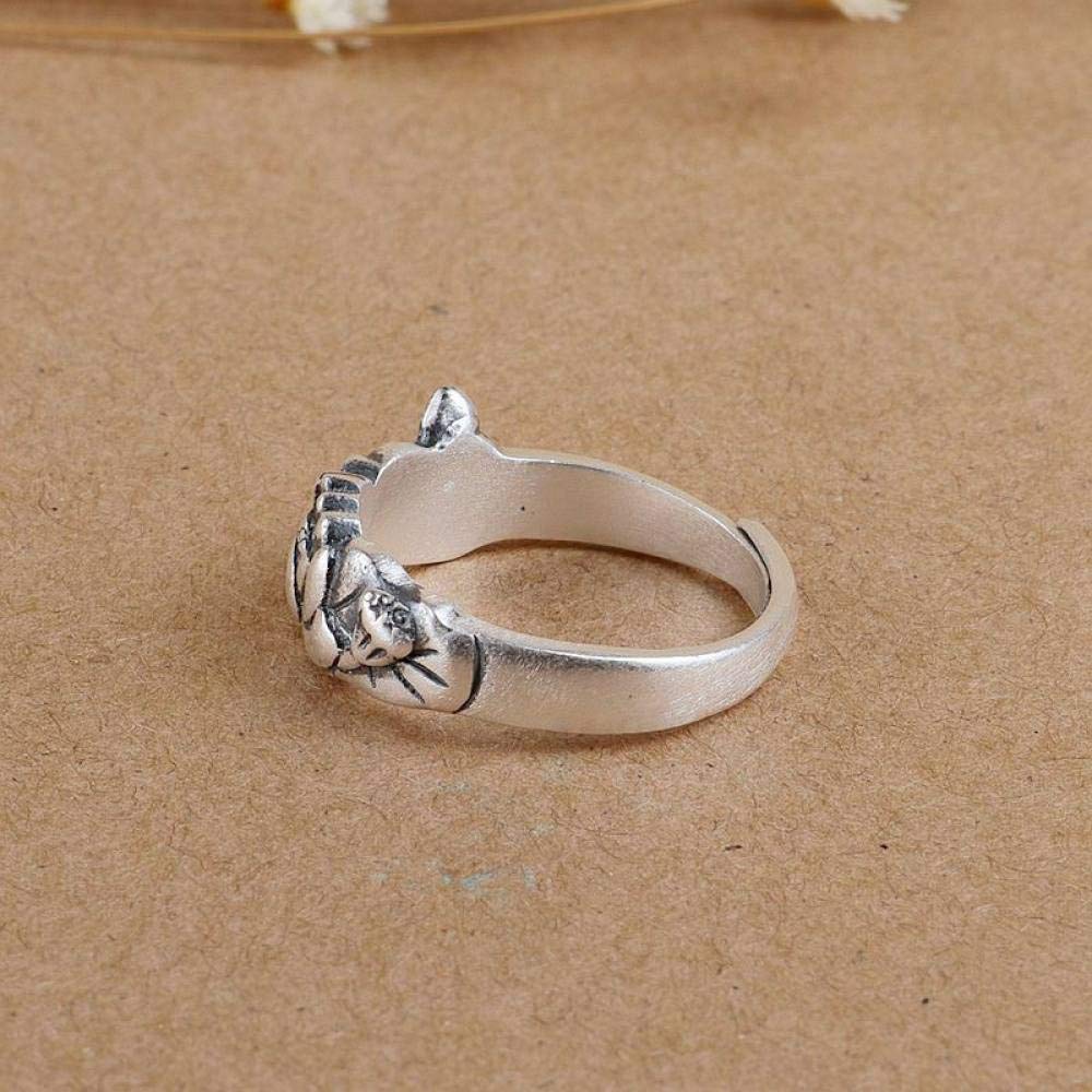 Anello In Argento Sterling 925,S925 Anello In Argento Sterling Con Fiore Di Loto Anelli Regolabili Anello Con Dito Indice Invecchiato Retrò Anello In Argento Con Ciondolo Per Matrimonio Gioielli Re
