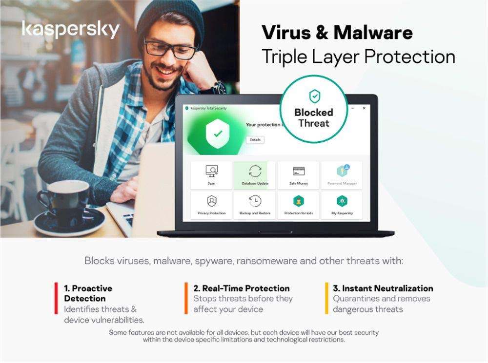 Kaspersky Total Security 2020 | 3 Geräte | 1 Jahr | Box | Installierbar in allen europäischen Sprachen|Standard|3 Geräte|1 Jahr|PC/Mac/Android/iOS|Download|Download
