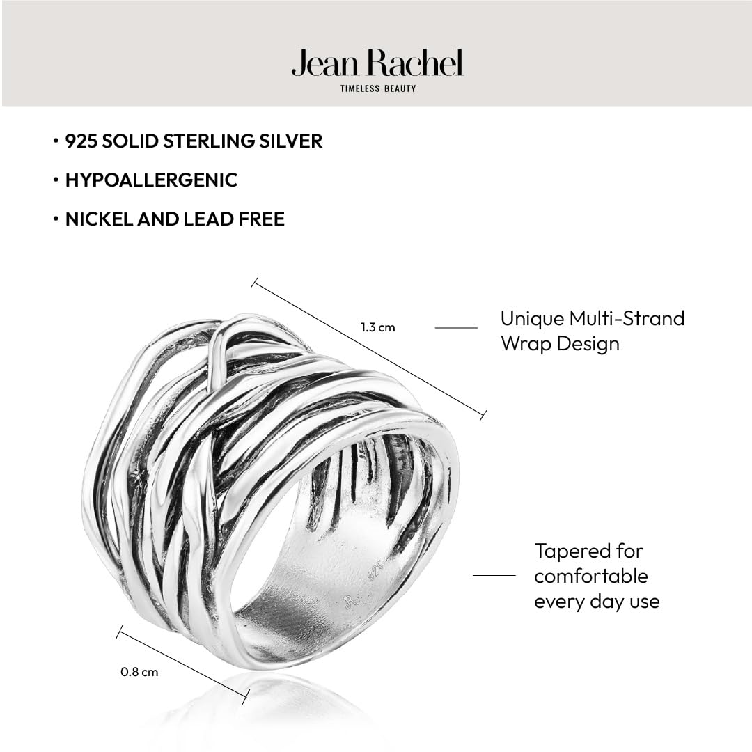 Ring Highway aus 925er-Sterlingsilber, mehrsträngig, oxidiert, Vintage-Look, stilvoll, hypoallergen, nickel- und bleifrei, handwerklich gefertigte Designer-Kollektion, (Größe 5–11)