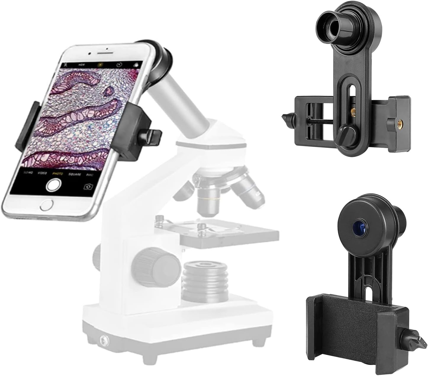 Microscope Lens Adapter, Microscope Accessory, Microscope Smartphone Camera Adapter - for Microscope Eyepiece Tube 23.2mm, Built-in WF 16X Microscope Eyepiece