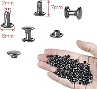 Vista 2 de 200 juegos de remaches redondos de 6 mm con tapas dobles, remaches de cuero, pernos tubulares metálicos para bolsos, sombreros, zapatos, ropa