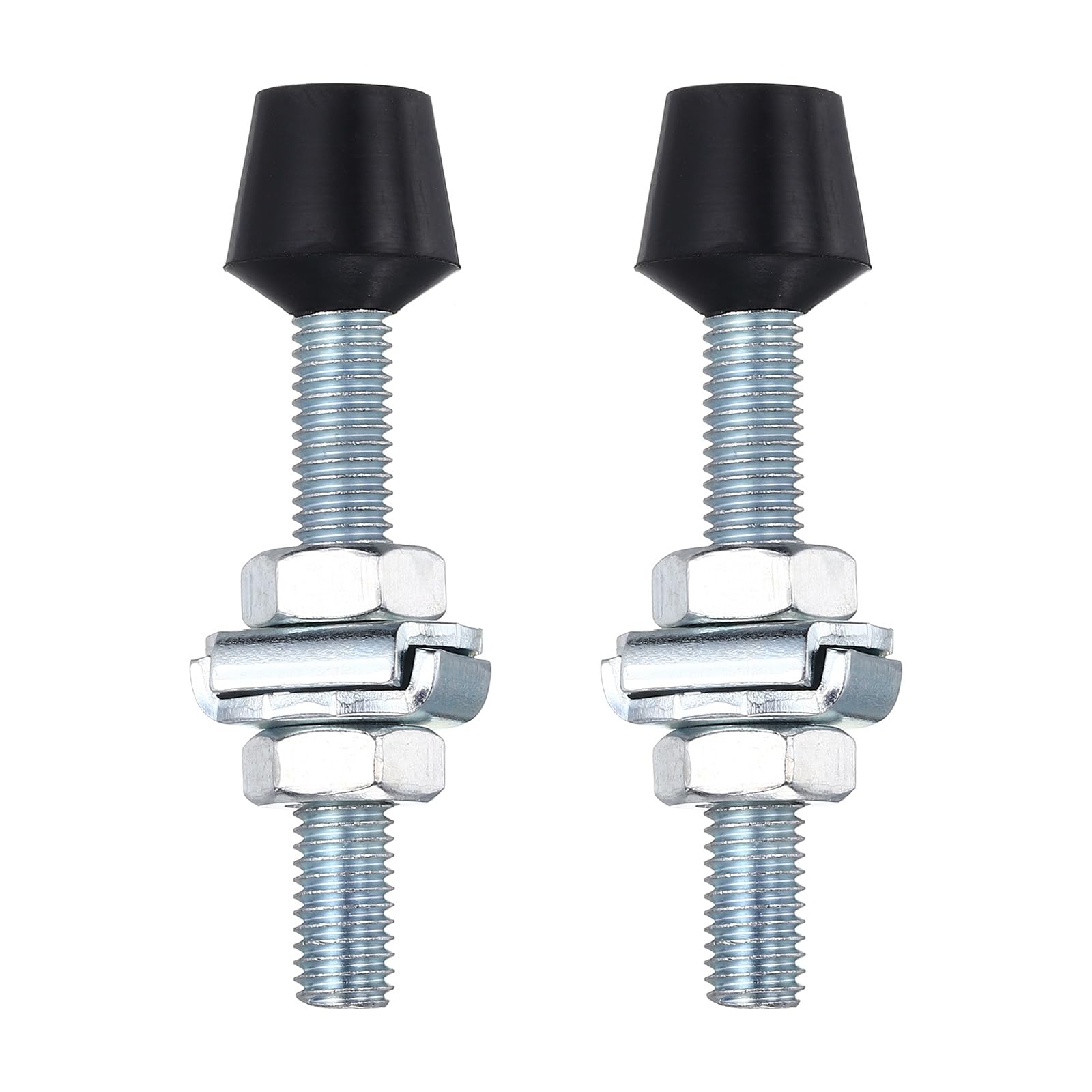 sourcing map 2Pcs Toggle Clamp Foot Rubber Head Carbon Steel M8x66mm Toggle Clamp Screw Assembly for Boxes, Cabinets, Doors with 4Pcs Screws and Washers