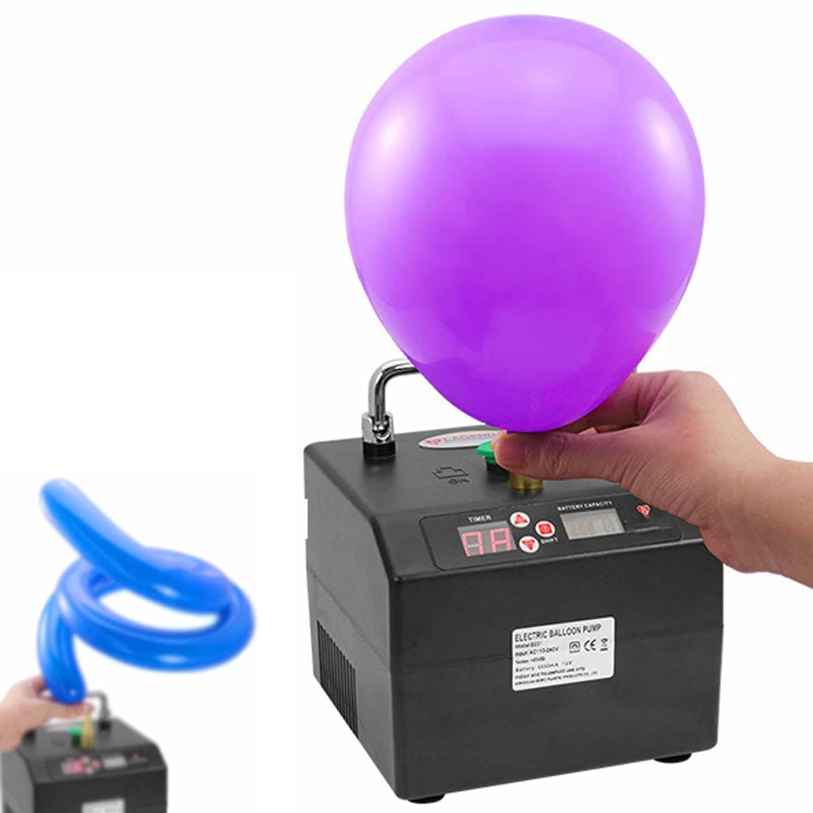 Pompa Ad Aria per Palloncini Elettrica, Pompa per Palloncini Elettrica Portatile Gonfiatore per Palloncini Conteggio Tempi del Ventilatore d'Aria per Feste, Display Digitale, Facile da Trasportare