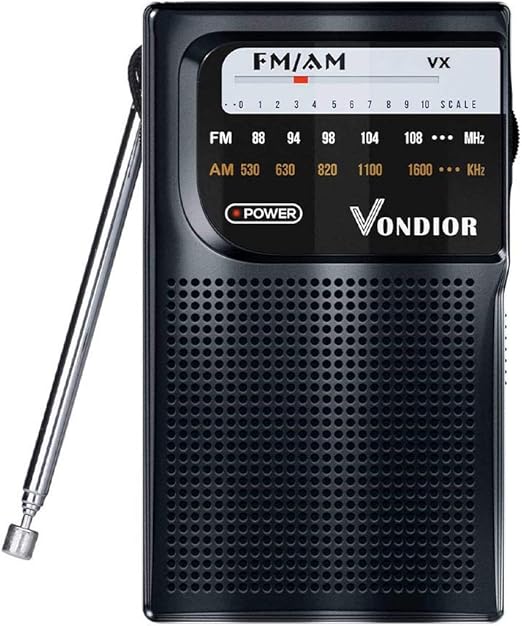 AM FM Battery Operated Portable Pocket Radio - Best Reception and Longest Lasting. AM FM Compact Transistor Radios Player Operated by 2 AA Battery, Mono Headphone Socket, by Vondior