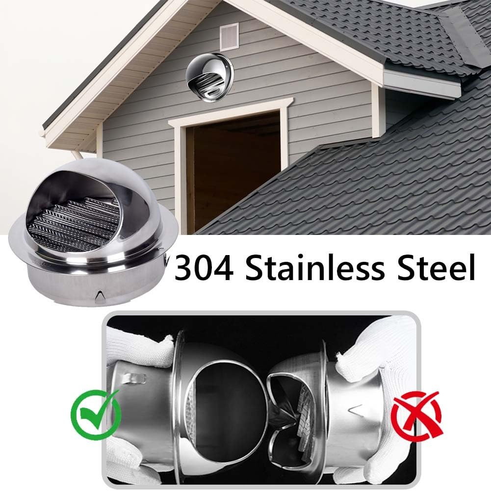 Zestaw 3 Otworów Wentylacyjnych Soffit, Okrągłych, Z Wbudowaną Moskitierą, Ze Stali Nierdzewnej 304, Do Łazienki, Kuchni, Biura, Domu(180mm)