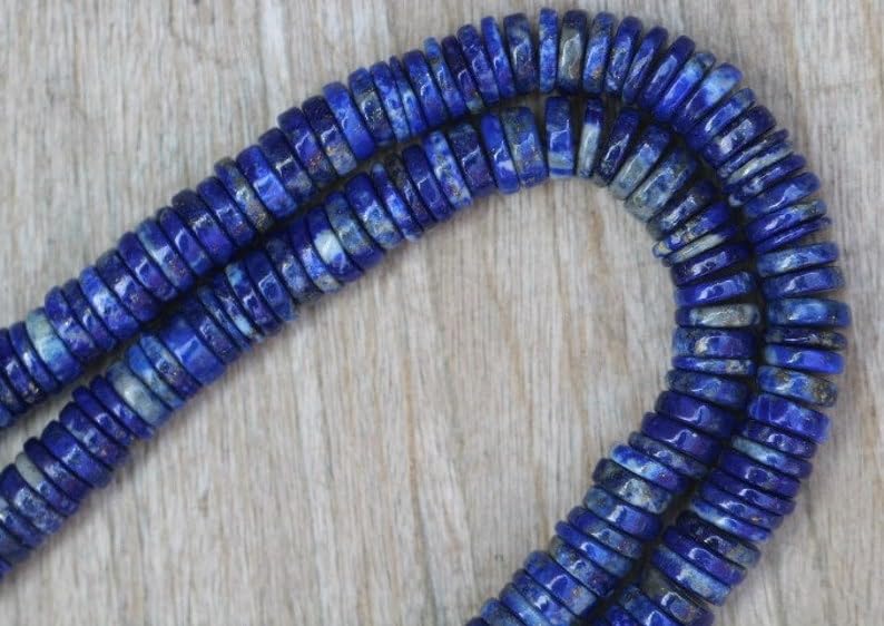 Lapis-lazuli naturel : perles Heishi 7mm facettées de qualité supérieure pour bijoux