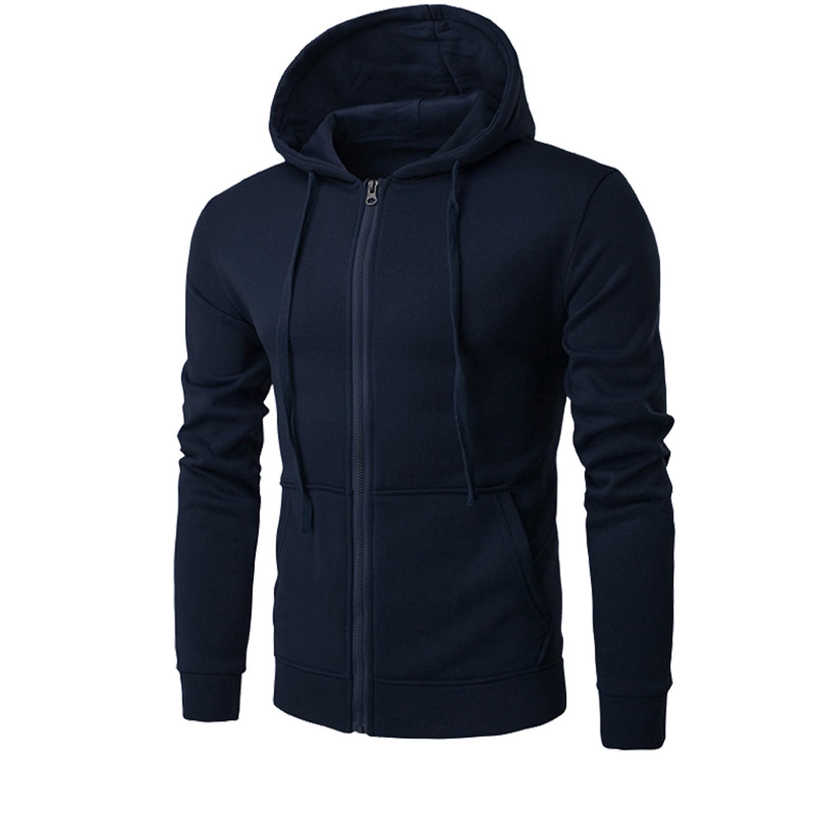 Sweatshirt for Mens Fashion Solid Zipper Hoodie Coats Drawstring Fitted Sport Casual Pullover Sweater Sweatshirts