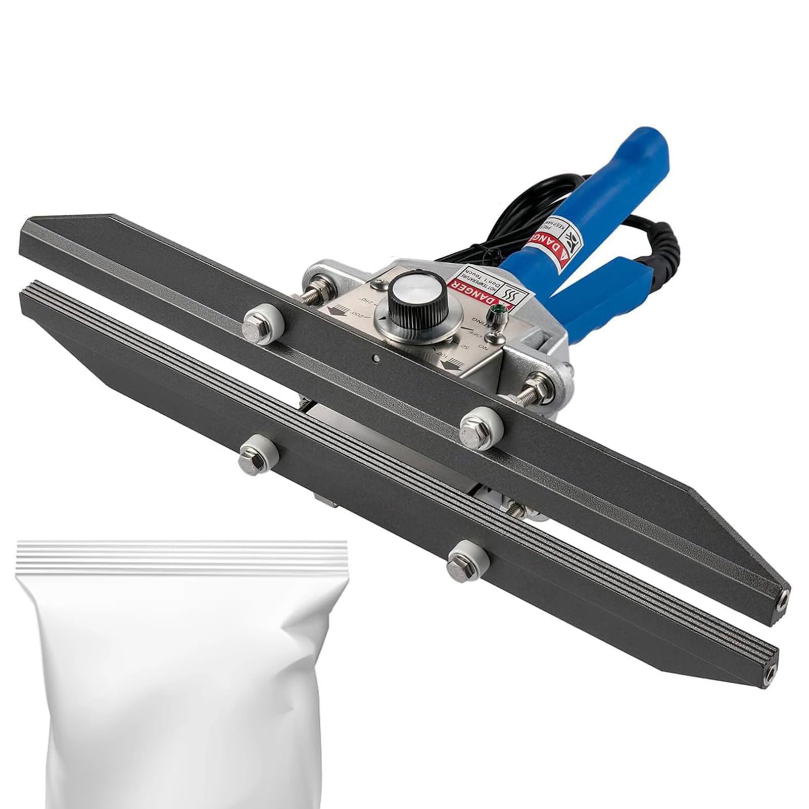 Selladora al vacío de mano, máquina de sellado térmico portátil para bolsas de celofán de aluminio de Mylar, 200-600 mm, ancho de sellado de 10 mm, ajustable de 0 a 300 °C para embalaje de alimentos