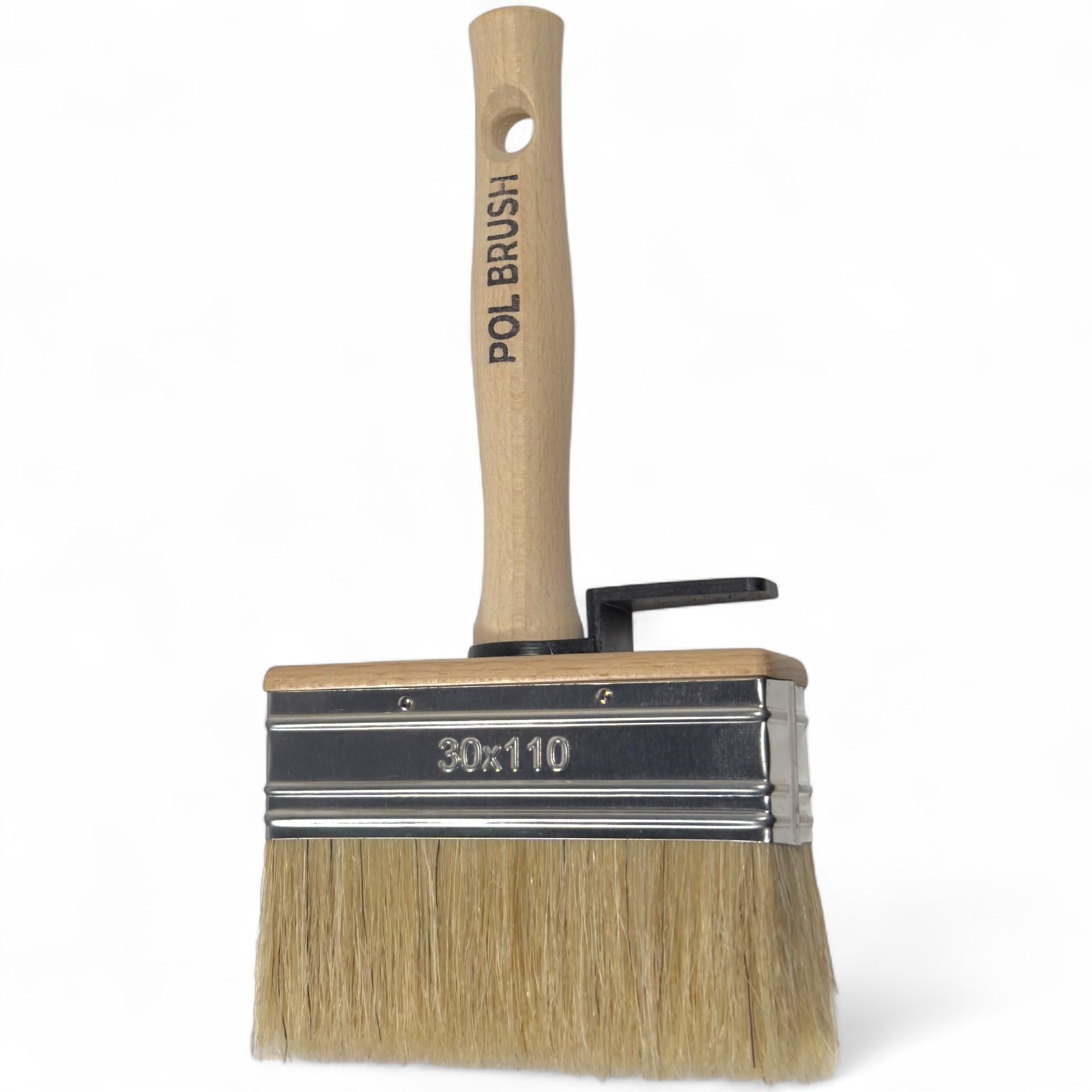 4 Inch Stain Deck Wide & Thick Paint Brush - High European Quality - Natural Bristles - for Home, Wood, Walls, Art, Trim & Furniture - for Acrylic, Oil, Stain, Chalk & Latex Paints