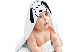 Lambs & Ivy Snoopy Baby/Infant Cotton Hooded Bath Towel - White