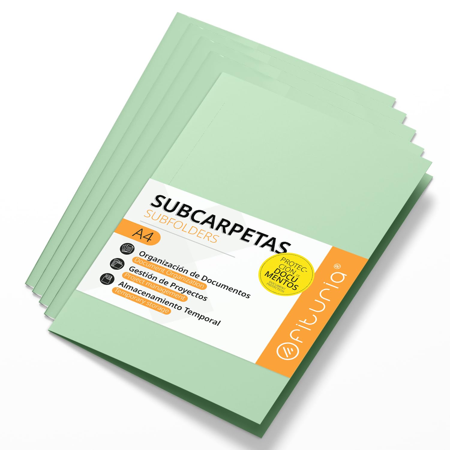 A4 Cardboard Subfolders, Paper Filing Folders 180 g, File Folder for Documents, Pack of 50 Coloured Office Subfolders for Filing and Sorting Papers – Ofituria (Green)