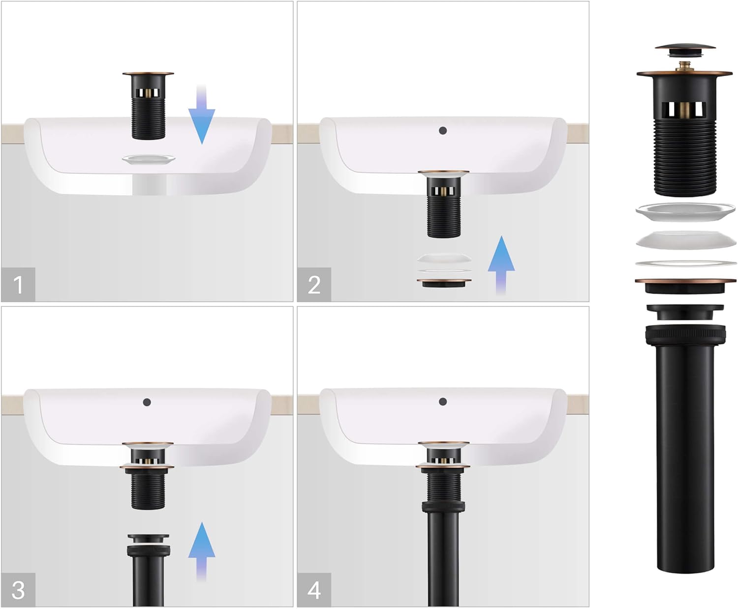 KIBI Bathroom Sink Pop-Up Drain with Overflow | Small Cover Design Vanity Drain Stopper for Lavatory Sinks | Durable Solid Brass Construction, Corrosion-Resistant Finish (Oil Rubbed Bronze, KPW100)