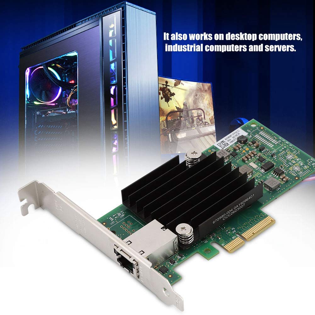 ASHATA Scheda di Rete Gigabit PCIE per X550-T1- Porte RJ45 Singole, Adattatore di Rete convergente Ethernet PCI Express 3.0 x8 da 10 GbE, 100 MB/1 GbE/5 GbE/10 GbE per Computer