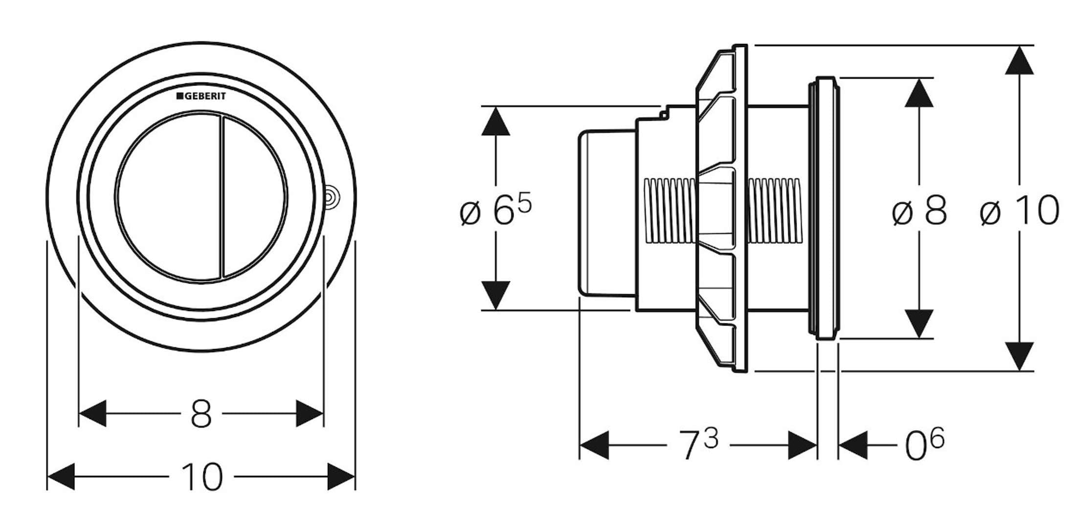 Geberit 116.057.KH.1 remt flush act type 10 pn dual fur actr