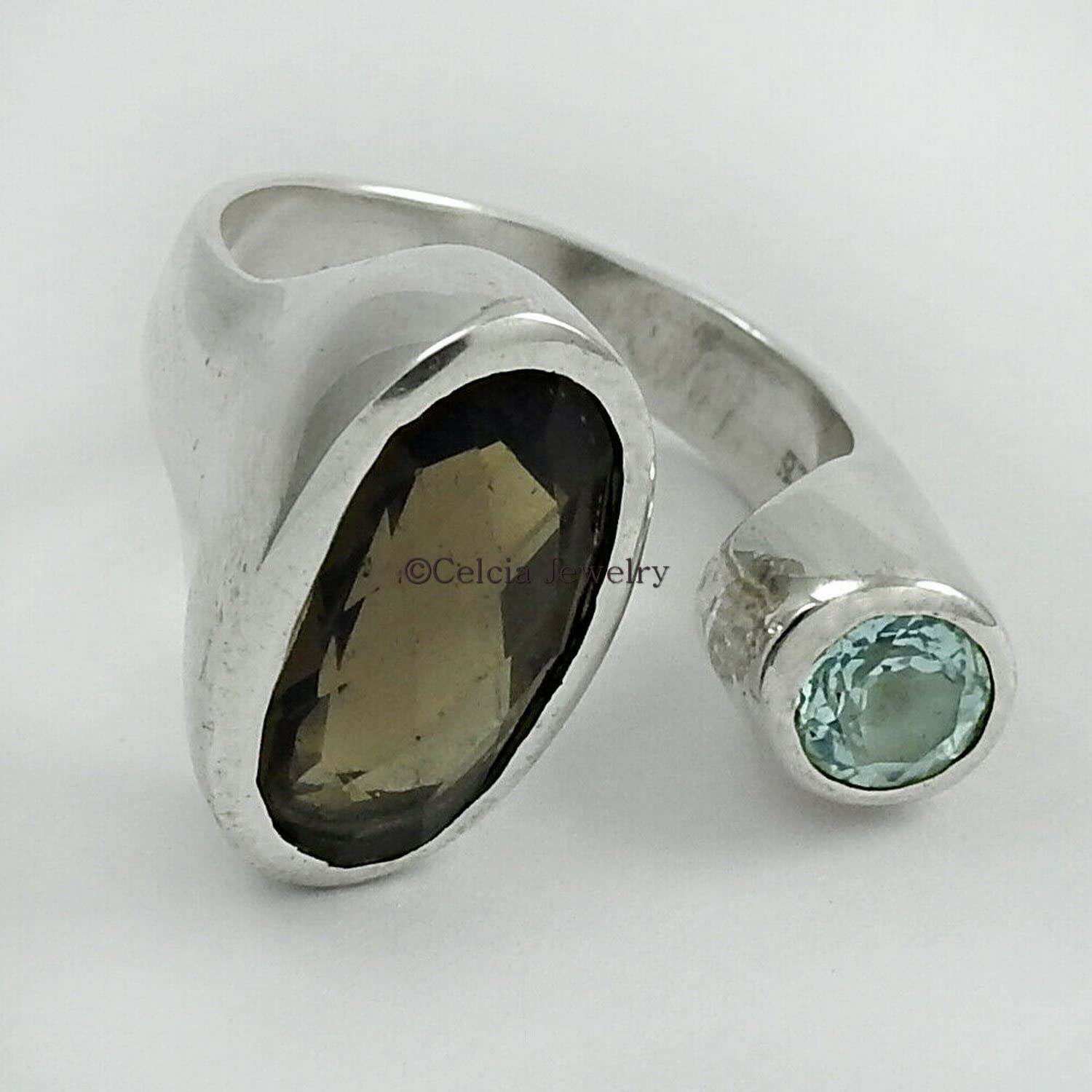 Anillo ajustable, anillo de promesa bohemio de declaración apilable de 2 piedras, regalos para mujeres, piedra natal de noviembre febrero