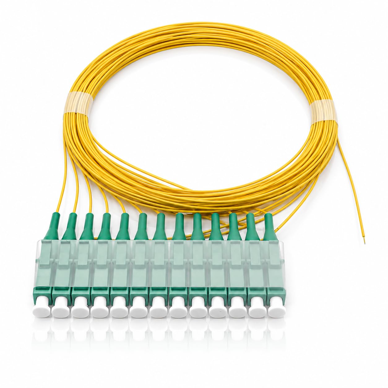 Elfcam® - Pigtail a fibra ottica monomodale Simplex LC/APC Monomodale Simplex 9/125um OS2, 0,9mm 1 metro (lotto da 24, giallo)
