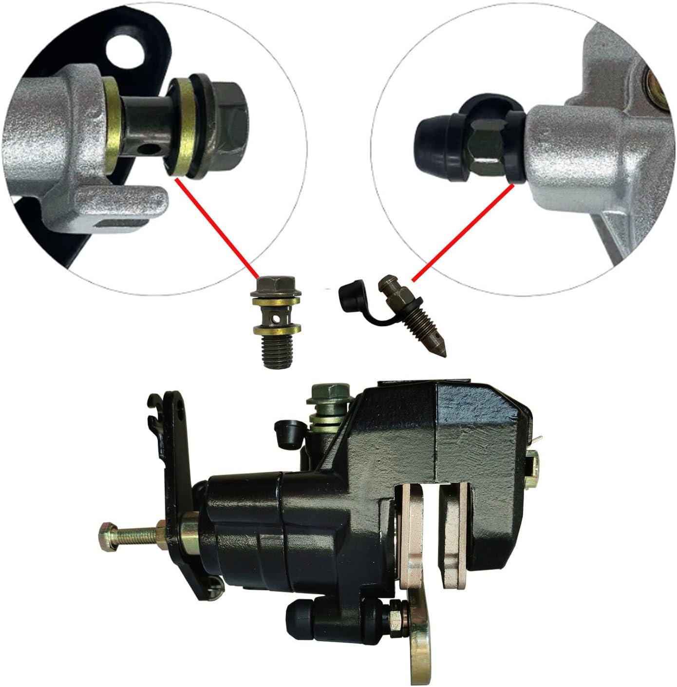 Front Left Right & Rear Calipers Set Compatible with Yamaha Raptor 660 Banshee 350 Warrior 350 Wolverine 350 Blaster 200 YFM660 YFM350 YFZ350 YFS200 OEM # 3GD-2580T-01-00 1UY-2580W-01-00