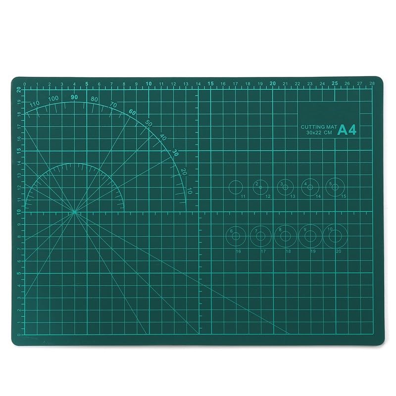 Qatalitic Flexible Cutting Mat, A4 Size (11 X 8 inch), Self-Healing, 5 Layered, Double Sided with Marked Pattern and Grids (Green) - Polyvinyl Chloride